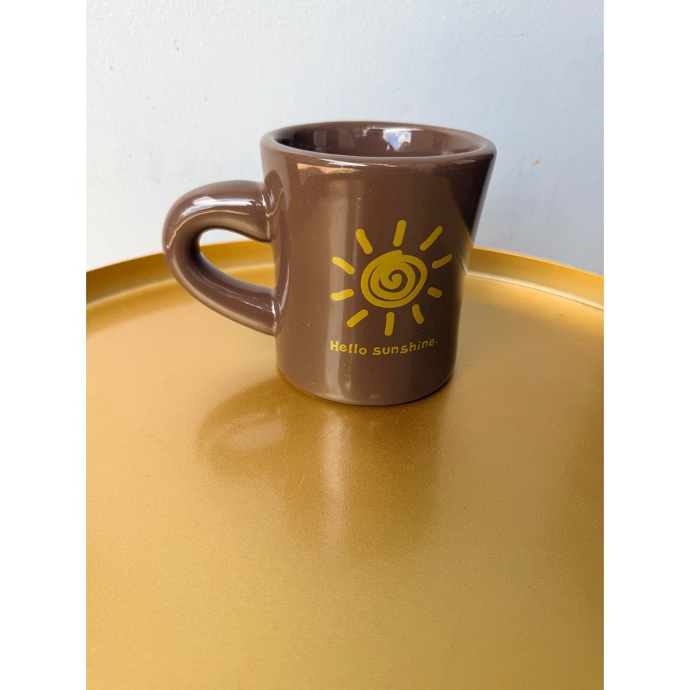 Life is Good Hello Sunshine Brown Ceramic Diner Coffee Mug Good Home 12oz